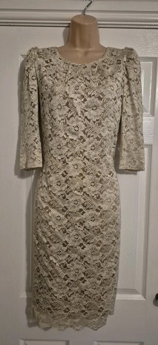 Gold lace lined occasion dress - gold,
